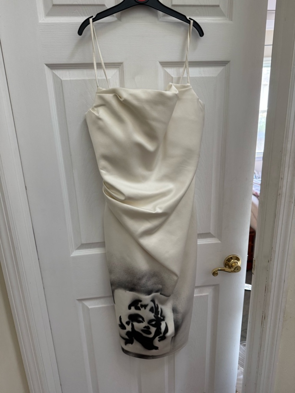 Ivory Slip Dress with Black Marilyn Monroe